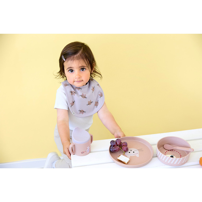 Lot de 5 bavoirs imperméable coton bio Tiny Team Chat 