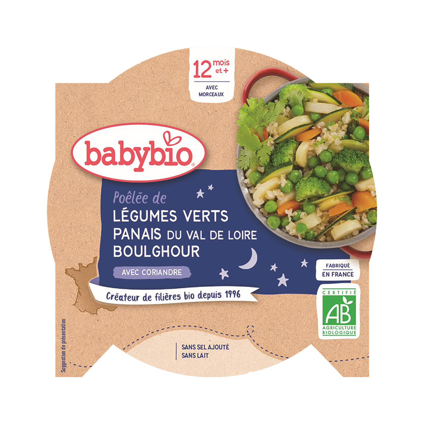 Assiette de poêlée de Légumes verts, Panais, Boulghour et Coriande 230g 