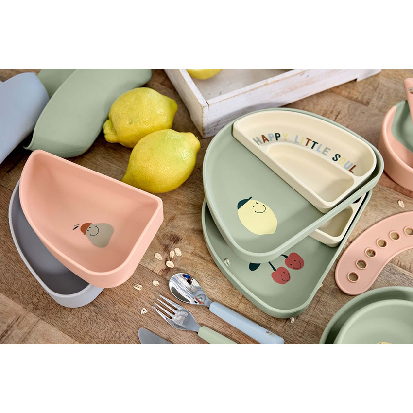 Silicone Section Assiettes Happy Fruits Lemon 3pcs 