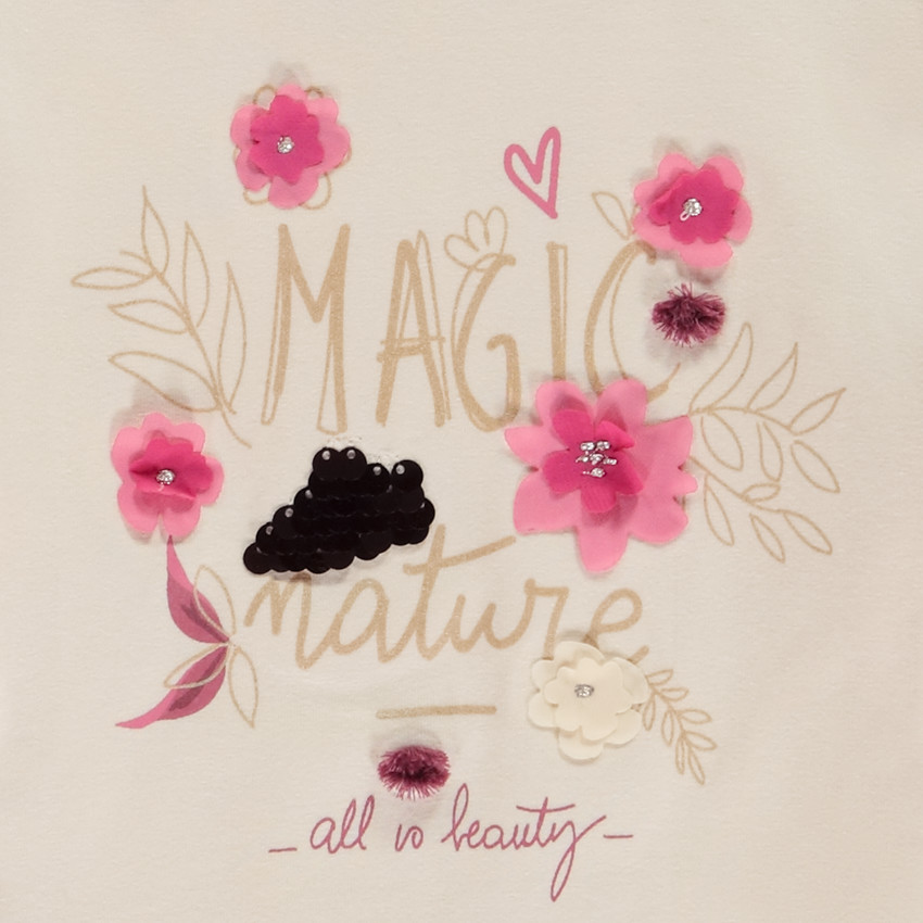 T-shirt manches longues à fleurs en relief pour fille 