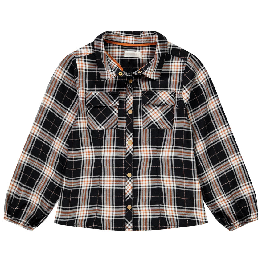 Chemise manches longues à carreaux pour enfant fille 
