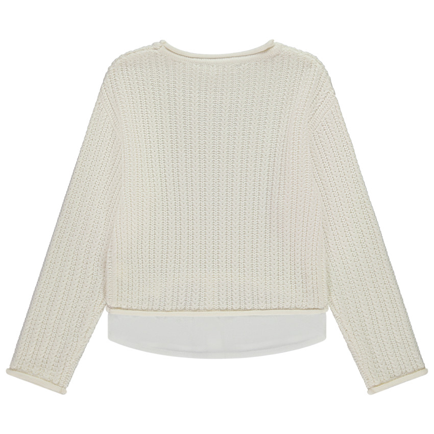 Pull en tricot effet 2 en 1 avec chemise pour fille 
