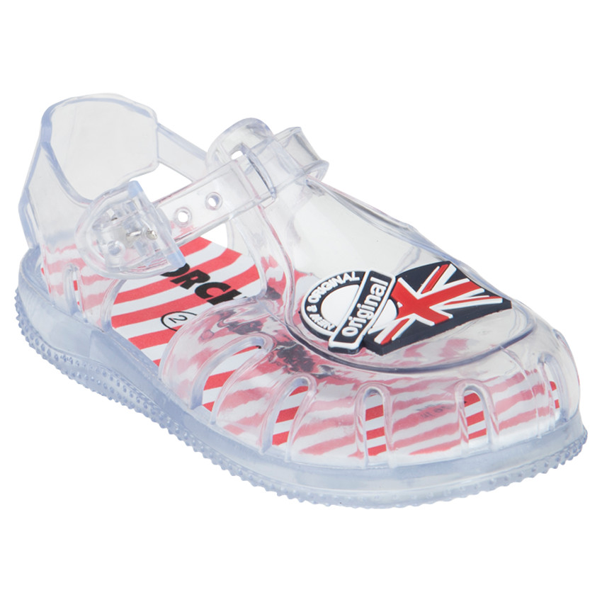 Sandales de plage transparentes avec patch drapeau londonien du 24 au 29 