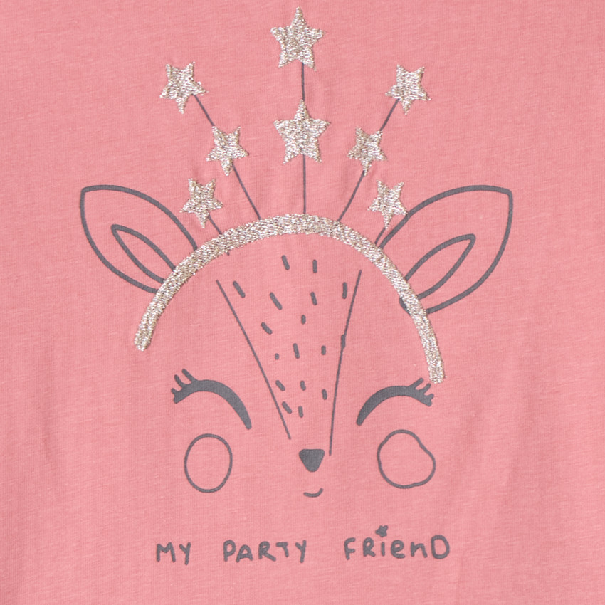 T-shirt manches longues à broderie dorée pour bébé fille 