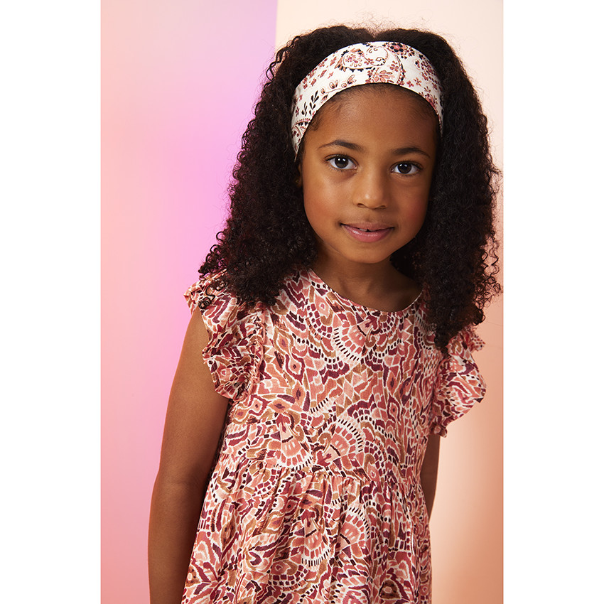 Robe manches courtes imprimé bohème pour fille 