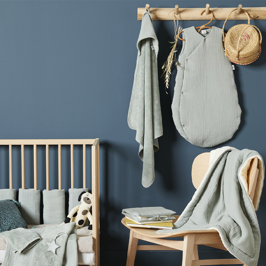 Set cape de bain + gant de toilette - Vert de gris 