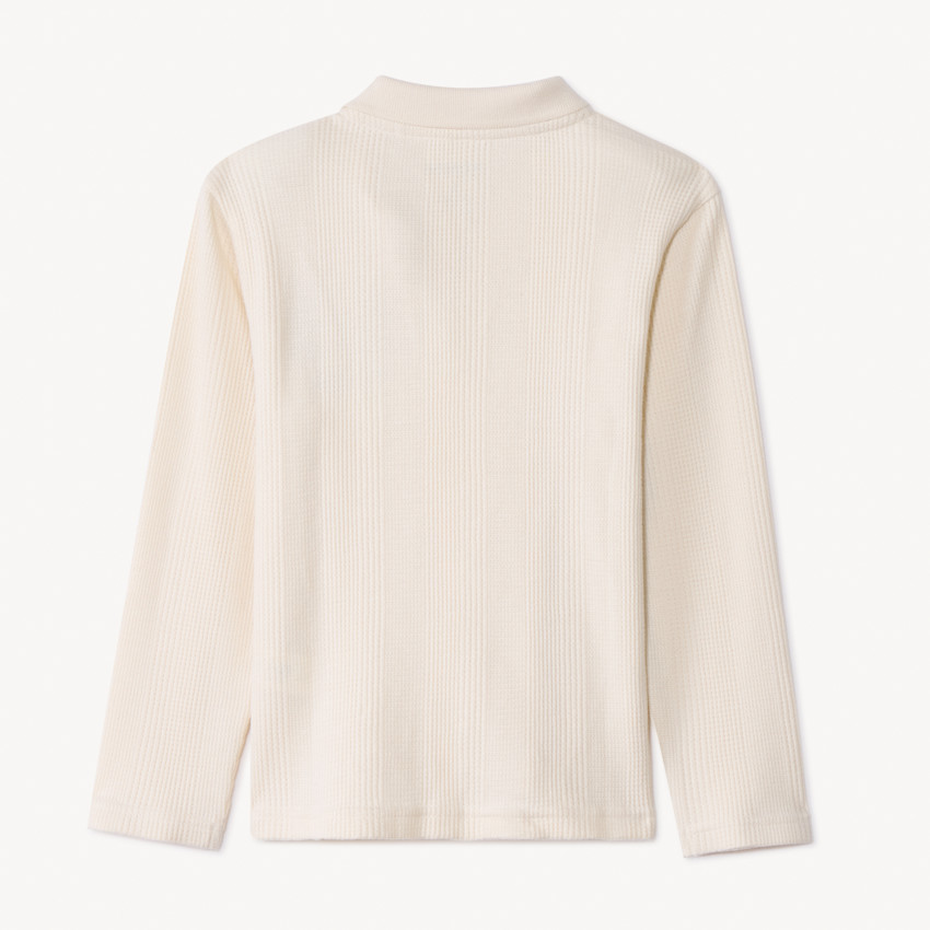 Polo manches longues effet côtelé pour garçon 
