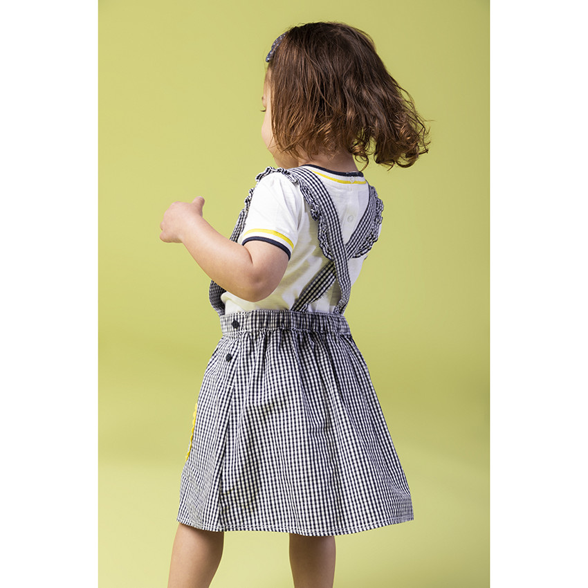 Robe tablier à carreaux vichy et poire brodée 