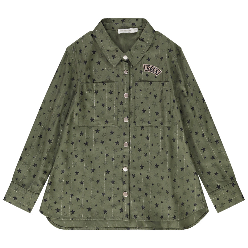 Chemise manches longues imprimé fantaisie pour fille