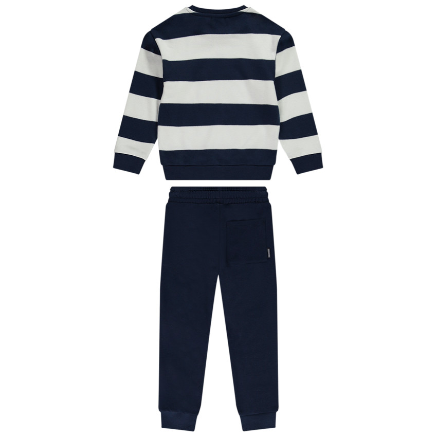 Ensemble molletonné sweat à rayures + jogging uni pour garçon 