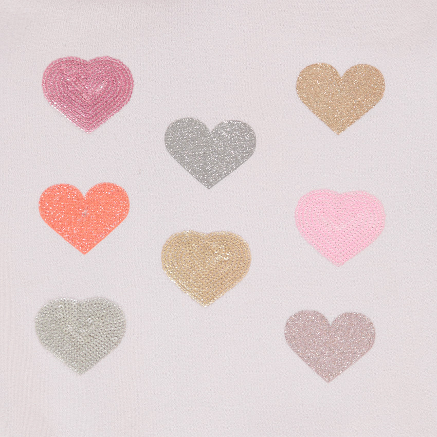 Sweat à capuche en molleton gratté fantaisie avec coeurs en sequins pour fille 