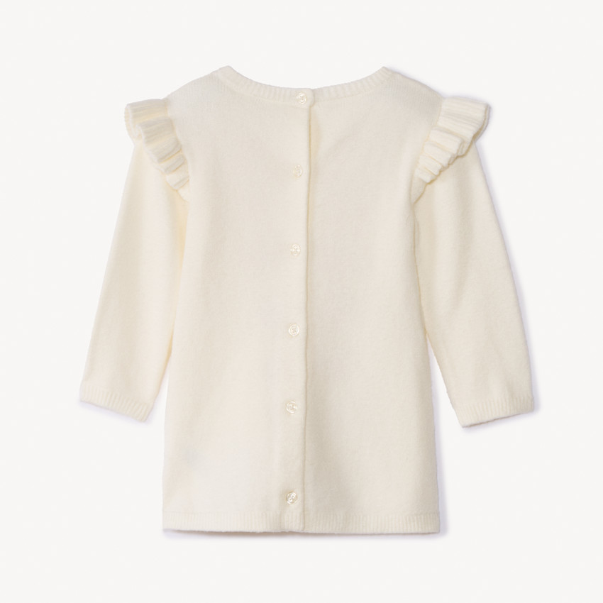 Robe en tricot fantaisie et broderie pour bébé fille  