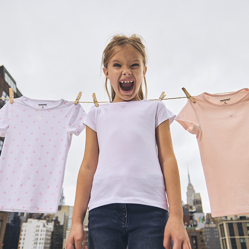 Lot de 3 maillots de corps manches courtes en jersey pour fille  