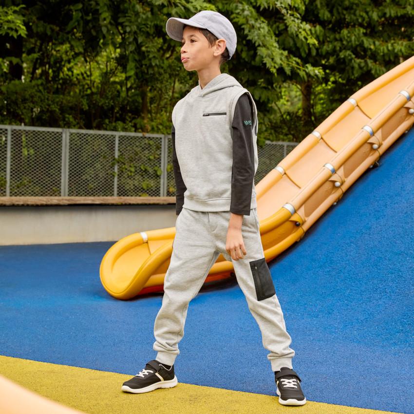 Ensemble sweat molleton sans manches + t-shirt uni pour garçon  