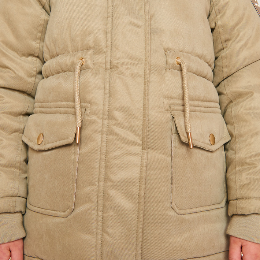 Parka déperlante à capuche effet fourrure pour fille 