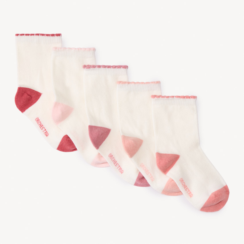 Lot de 5 paires de chaussettes bicolores pour bébé fille