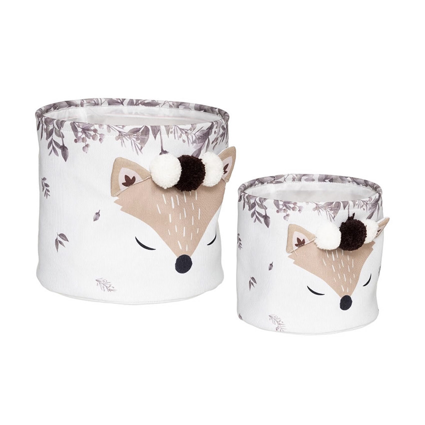 Set de 2 panières de rangement en tissu Renard 