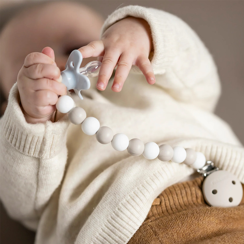 Attache-sucette en silicone - Argile/blanc  