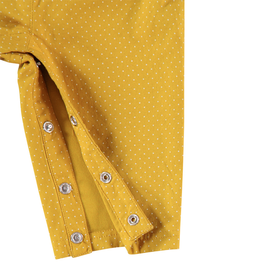 Salopette longue en coton avec pois imprimés et chat patché 