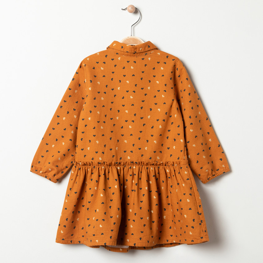 Robe manches longues camel imprimée pour bébé fille 