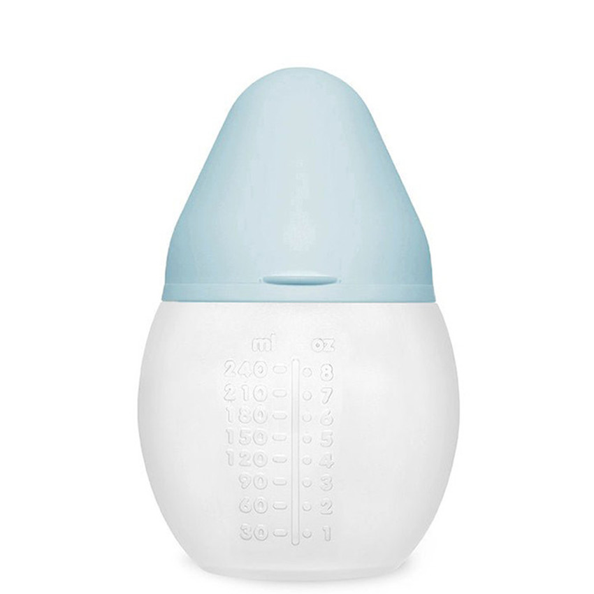 Biberon 240ml anti-colique en silicone Bleu pale  