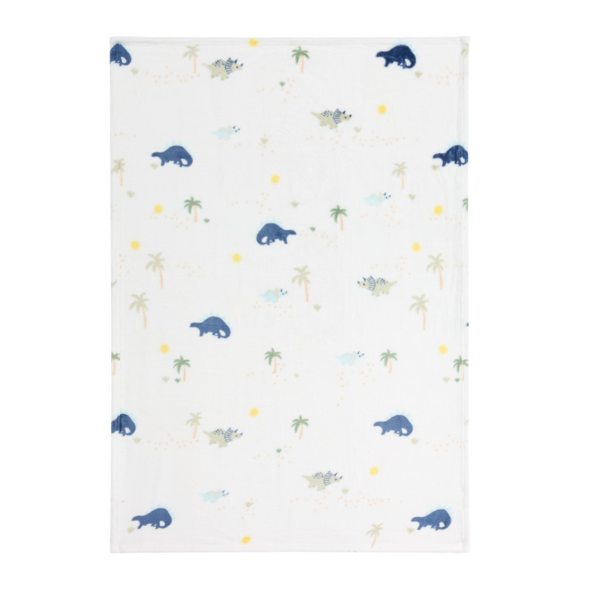 Couverture en sherpa motif dinosaure - 80x110 cm 