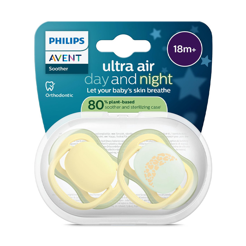 Lot de 2 sucettes silicone 18M+ Ultra Air jour/nuit mix 