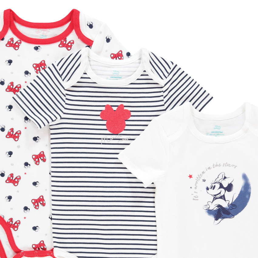 Lot de 3 bodies manches courtes print Minnie Disney 