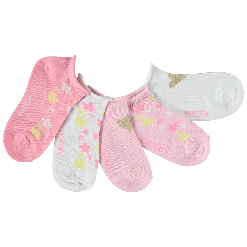 Lot de 5 paires de chaussettes courtes fleuries pour fille 