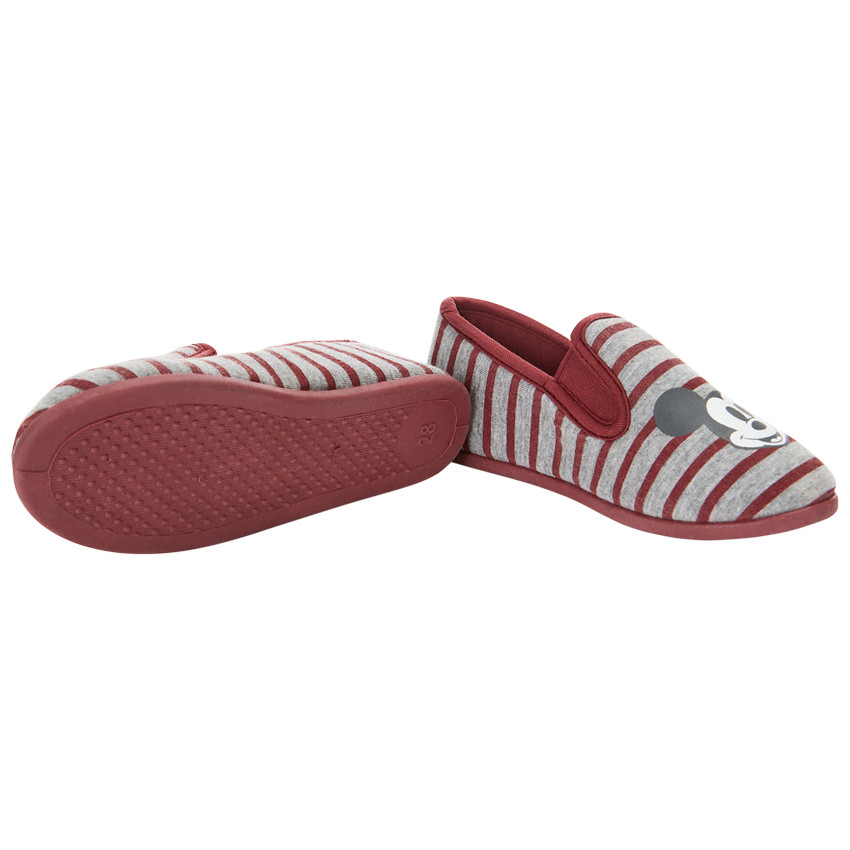 Chaussons bas gris chiné à rayures avec print Mickey Disney pour garçon 