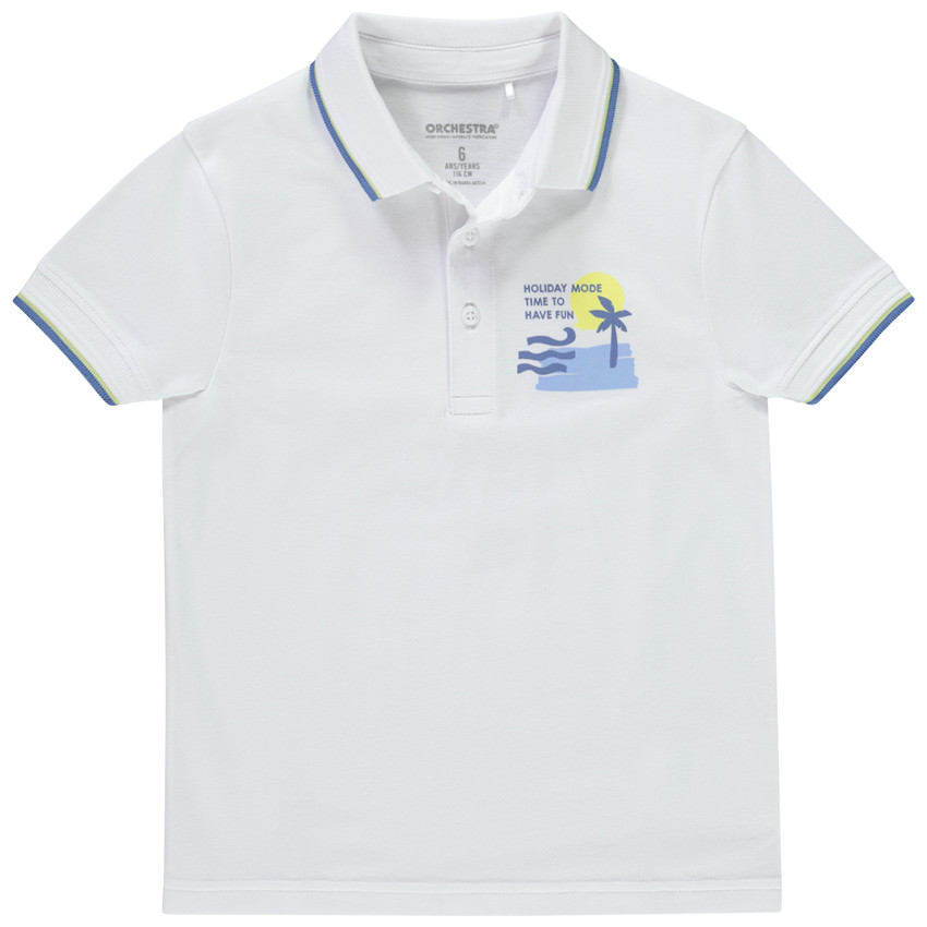 Polo manches courtes prints île de Mykonos pour garçon 
