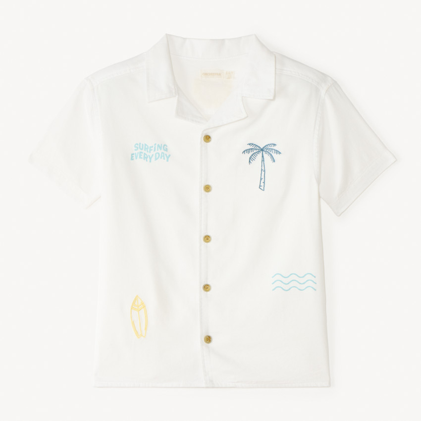 Chemise manches courtes broderie surfeur pour garçon