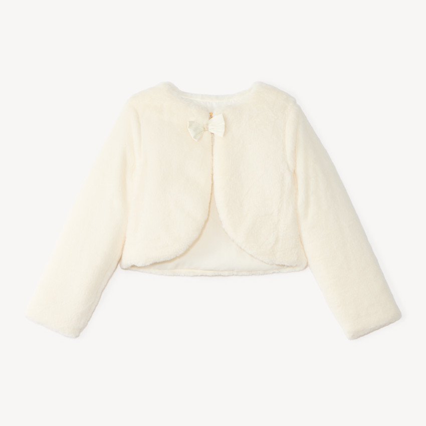 Gilet boléro en fausse fourrure détail nœud pour fille 