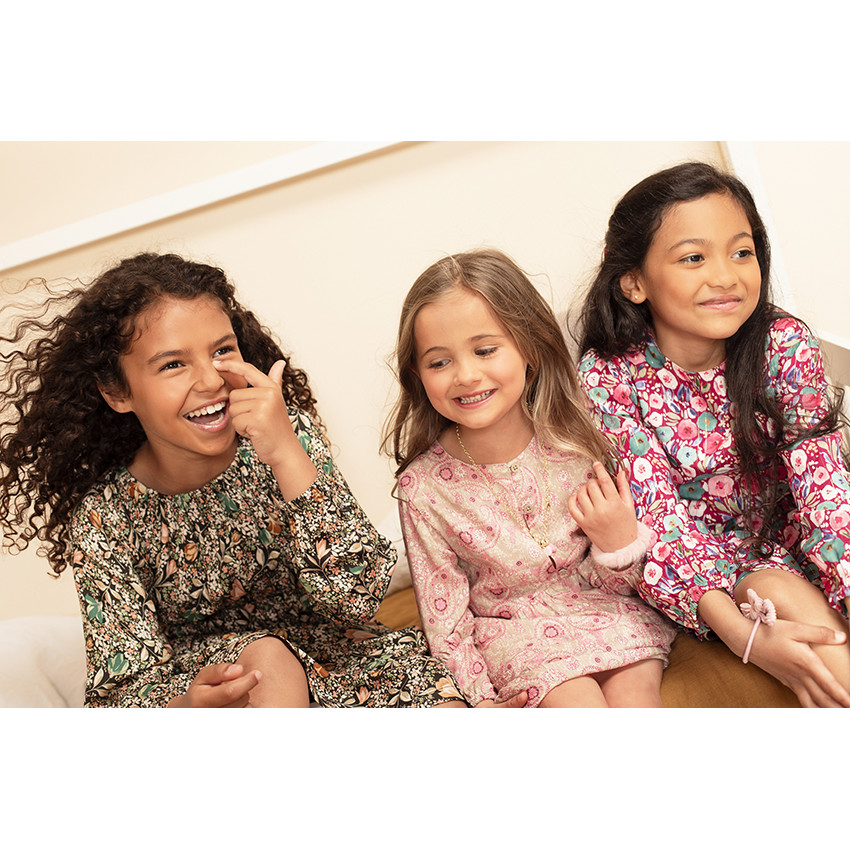 Robe manches longues bouffantes imprimé fleuri pour fille 