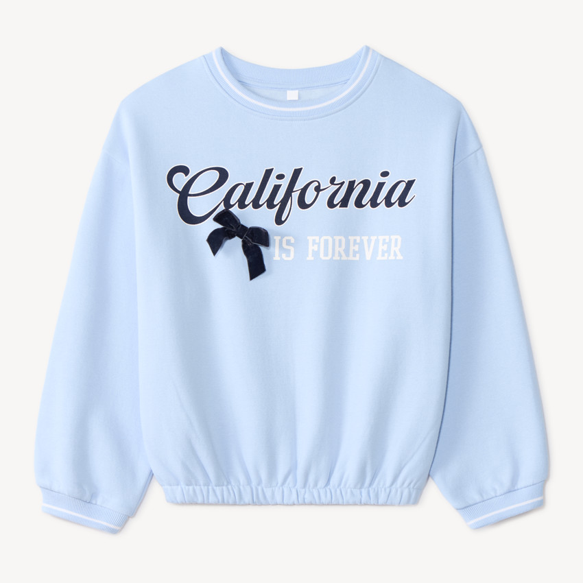 Sweat fille print California avec base élastiquée 