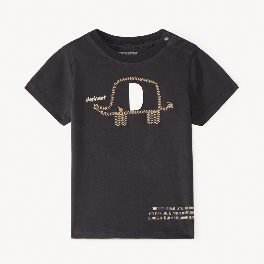 T-shirt manches courtes broderie éléphant pour bébé garçon 