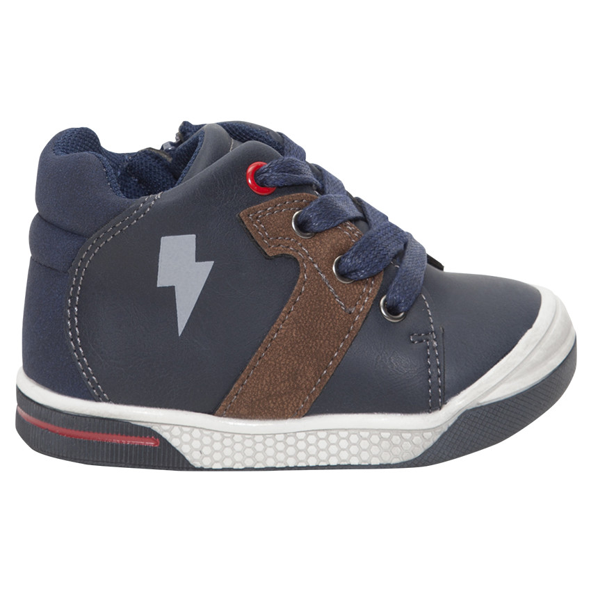 Bottillons effet cuir à lacets et zip 