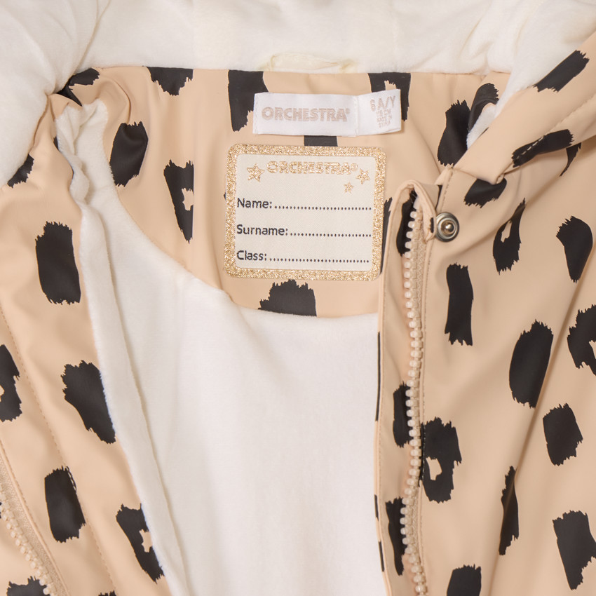 Parka gomme déperlante imprimé léopard pour fille 