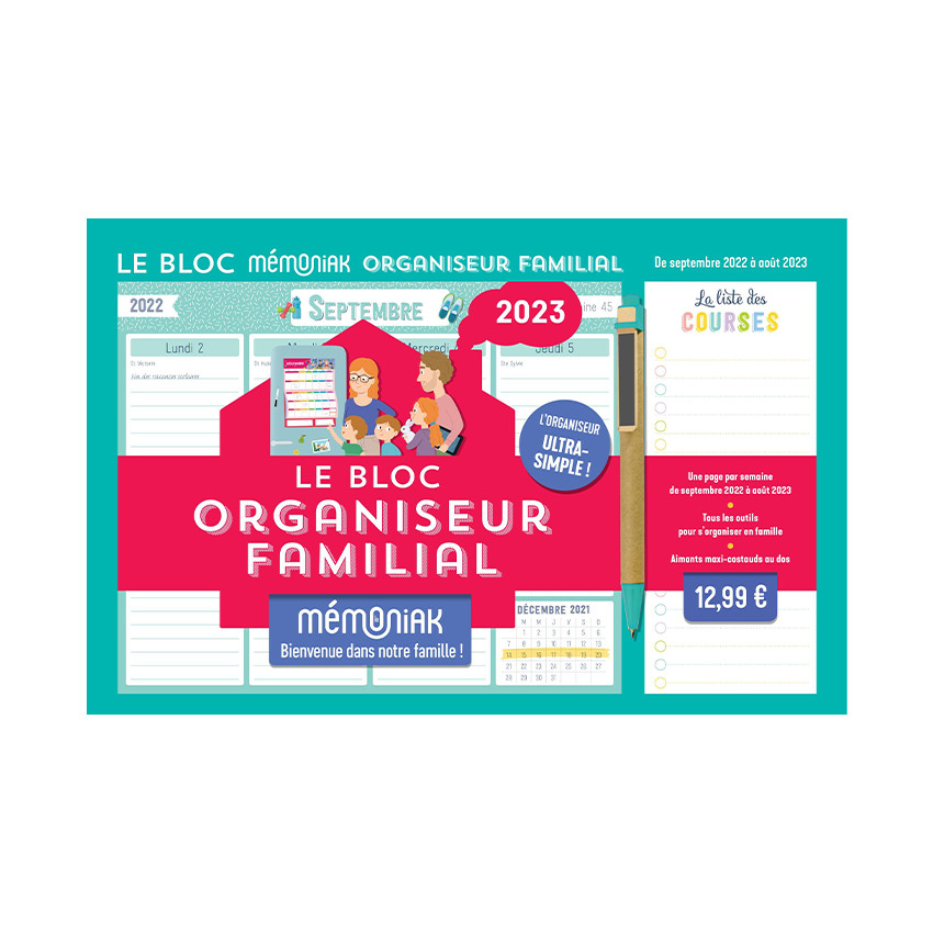 Bloc hebdomadaire organiseur familial Mémoniak 2023 