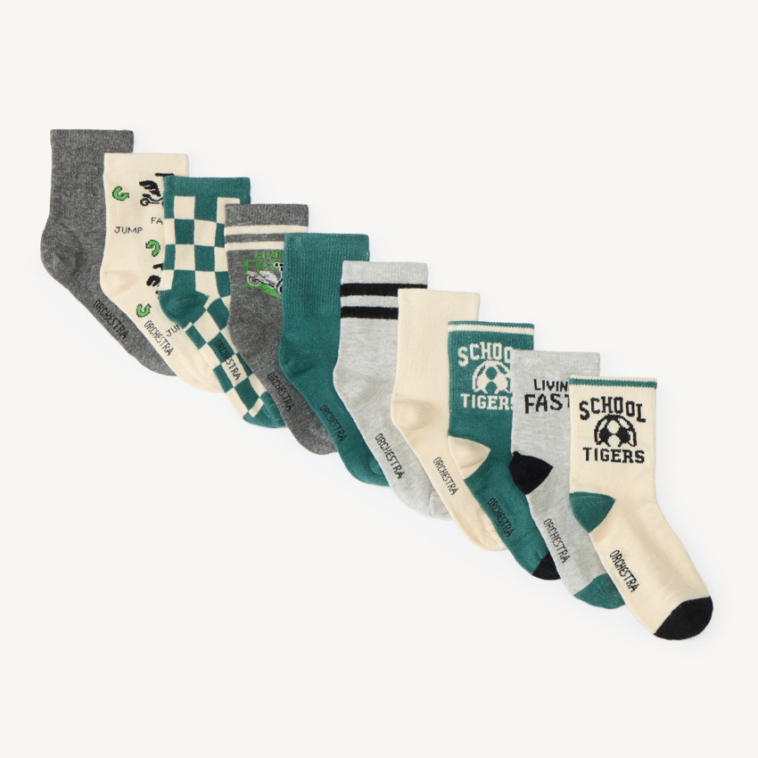 Lot de 10 paires de chaussettes garçon motif sportif