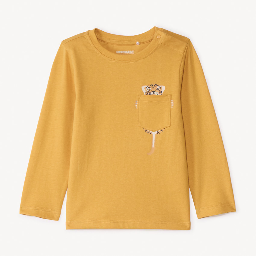 T-shirt manches longues à poche printé fantaisie pour bébé garçon
