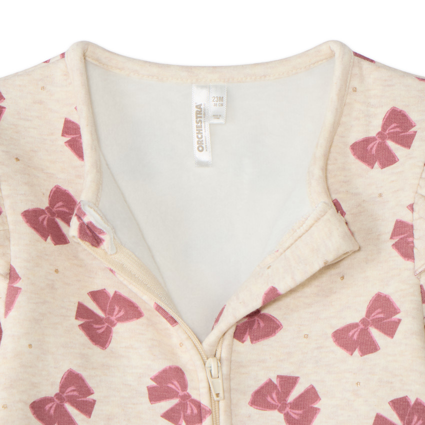 Dors-bien bébé fille zippé doublé en sherpa motif nœuds 