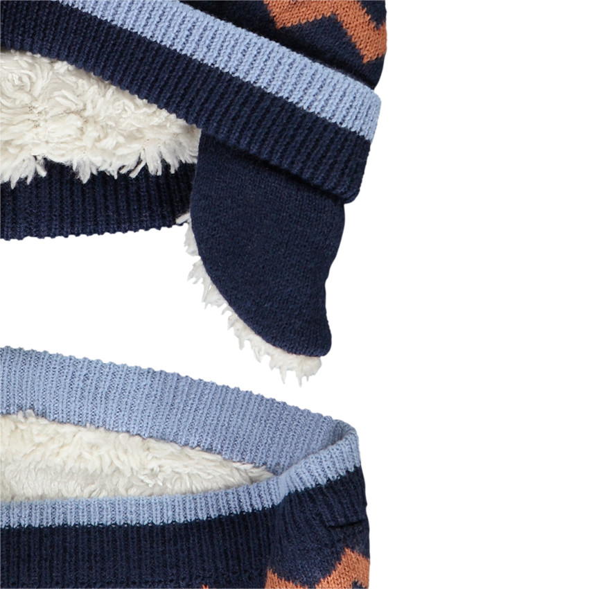 Set bonnet + snood en tricot jacquard doublé pour bébé garçon 