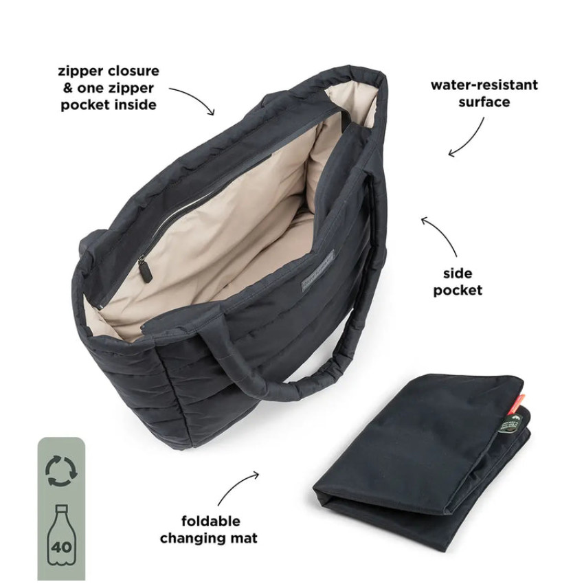 Sac à langer fourre-tout matelassé Noir 