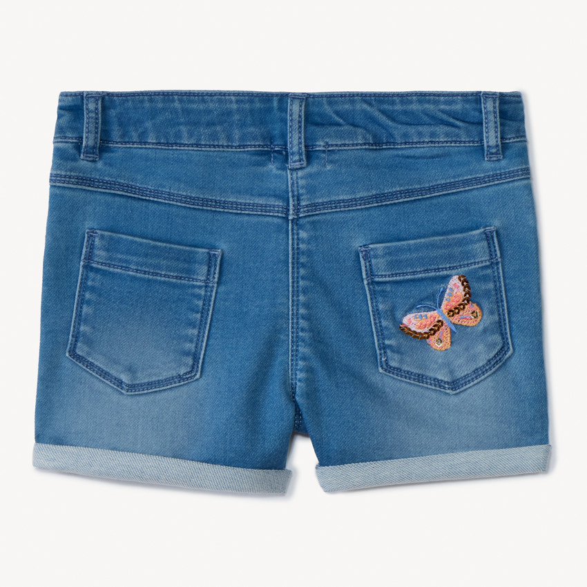 Short en jean avec broderies et sequins pour fille 