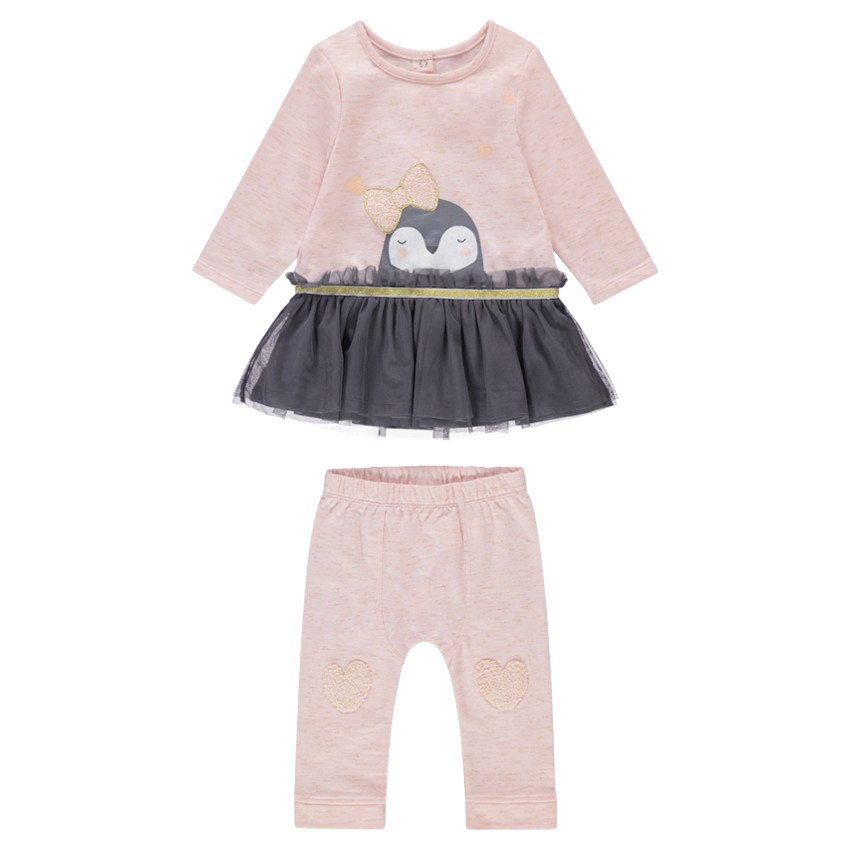 Ensemble avec tunique esprit tutu et legging coeurs patchés 