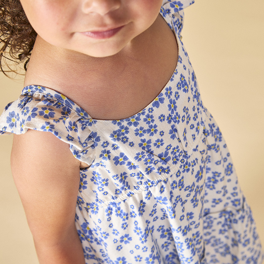 Robe à bretelles volantées et imprimé fleuri pour bébé fille 