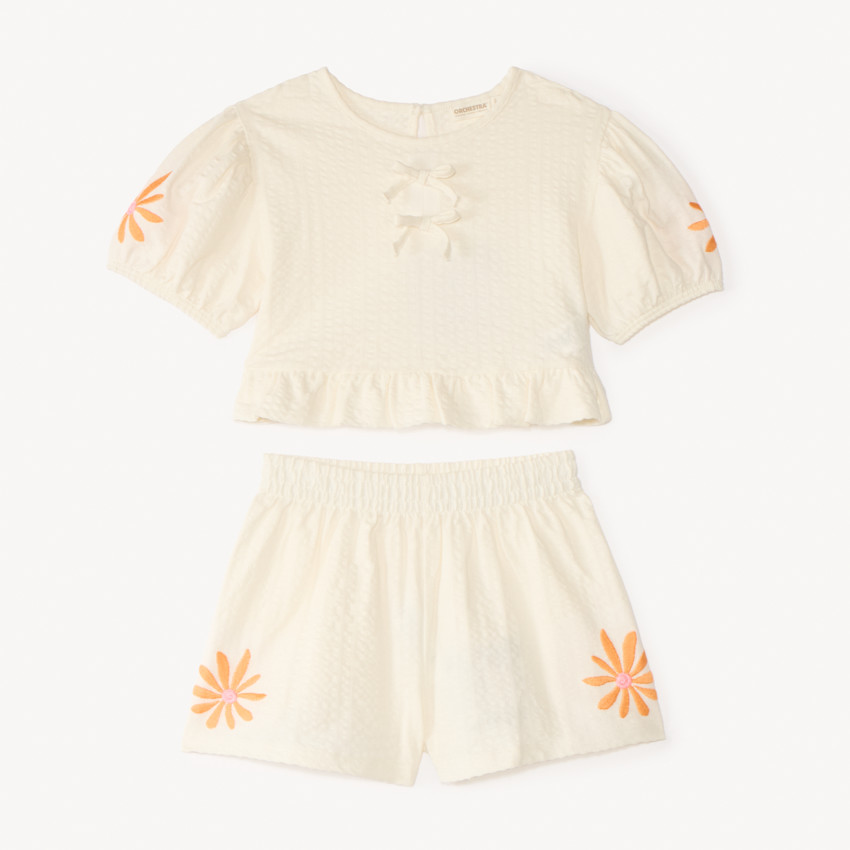 Ensemble court 2 pièces en seersucker pour fille 