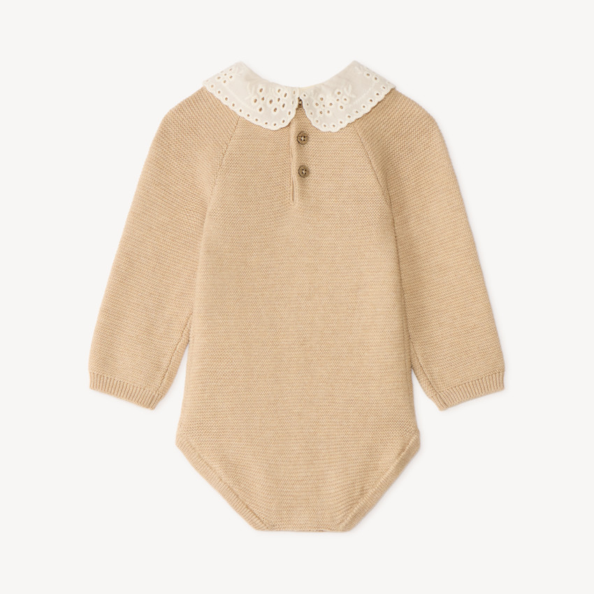Combinaison barboteuse col claudine pour bébé fille 