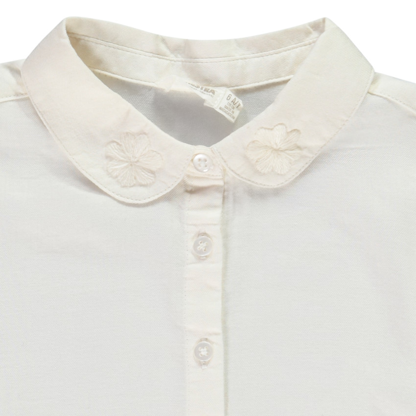 Chemise manches longues à col brodé pour fille 
